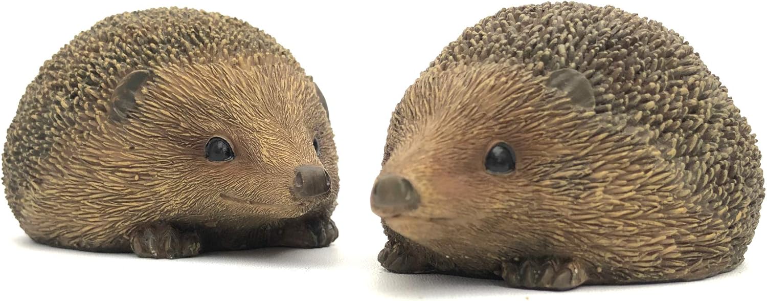 UKMGifts Set of 2 Hedgehog resin garden or indoor ornaments, Stone - Image 3