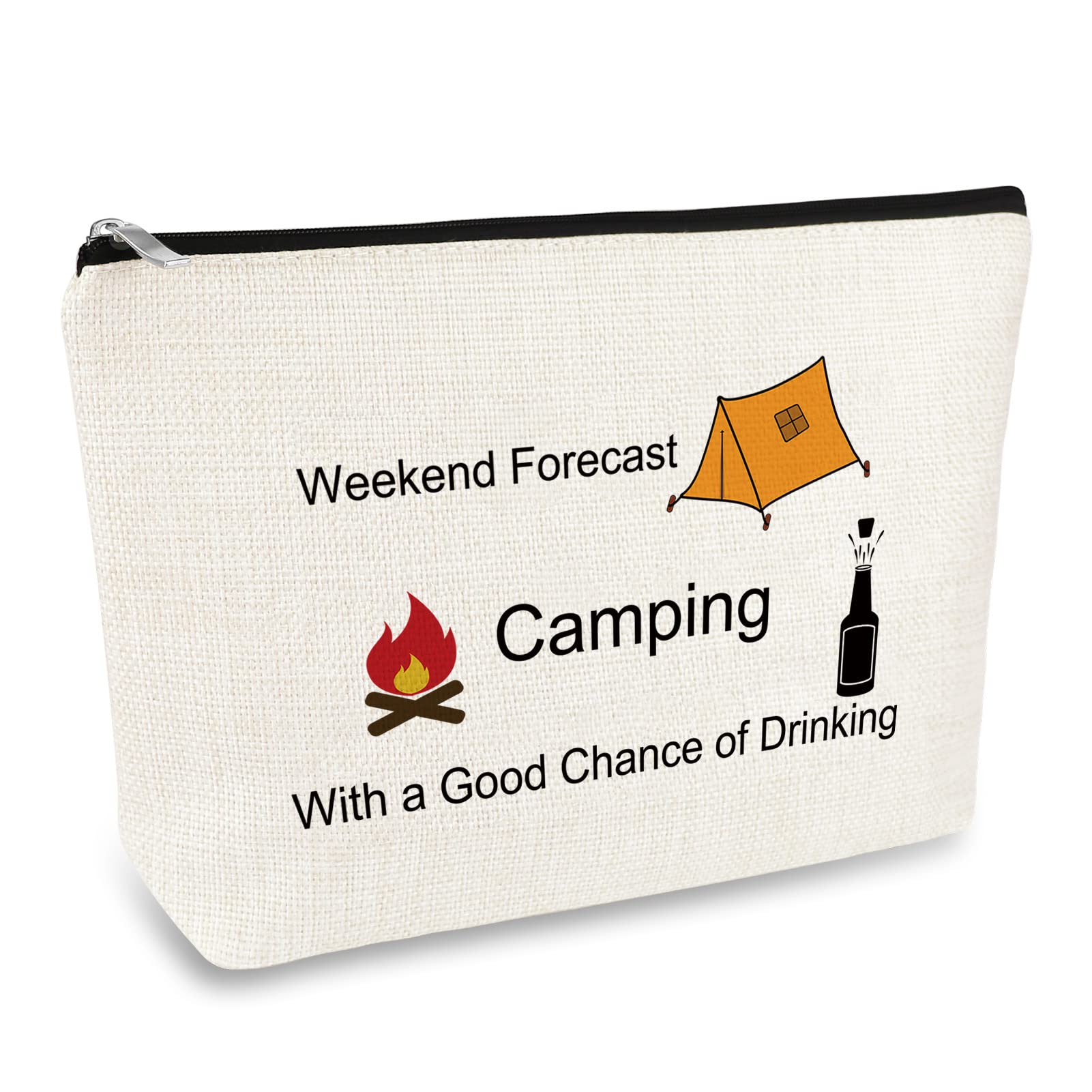 Happy Camper Gift for Women Camping Gift for Best Friend Sister Makeup Bag Camper Lover Vacation Christmas Birthday Graduation Gift RV Gift for Campers Outdoors Travel Cosmetic Bag Girls Weekend Gift