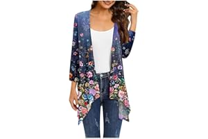 HPJKLYTR Kimono Cardigan 3/4 Sleeve Cardigan for Women,Plus Size Gradient Open Front Lightweight Summer Cardigan With Pocket