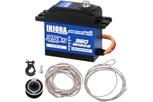 INJORA 35KG Digital Winch Servo with 19mm*11mm Winch Spool Kit for SCX10 PRO, Waterproof 360 Rotation 23T(19mm*11mm)