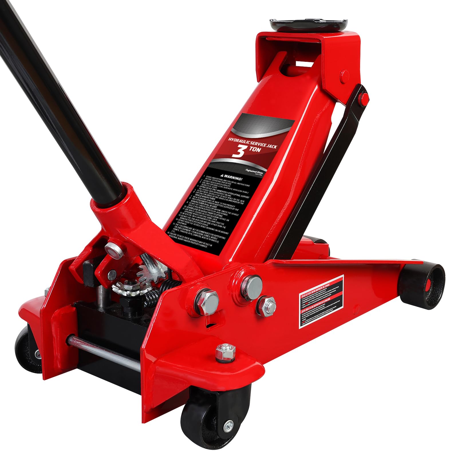 BIG RED Floor Jack,Hydraulic Car Jack with Fast Pump for Car, SUV, Truck - 3 Ton Capacity, Red