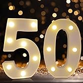 Led Light Up Numbers, 50th Birthday Decorations, Marquee Numbers Lights, Battery Powered Light Up Sign for 30 Decor Party (White)