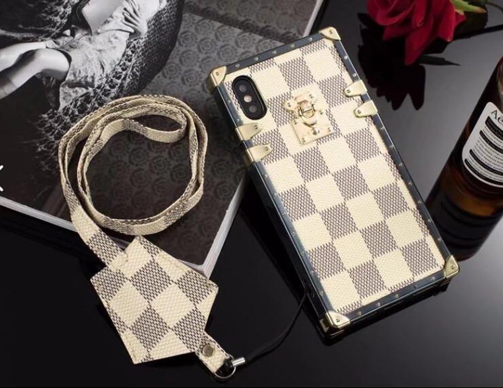 Apple iPhone X XS [10] [10S] Elegant Luxury PU 2 Folds Leather Wallet Style Flip Cover Case (White Trunk)