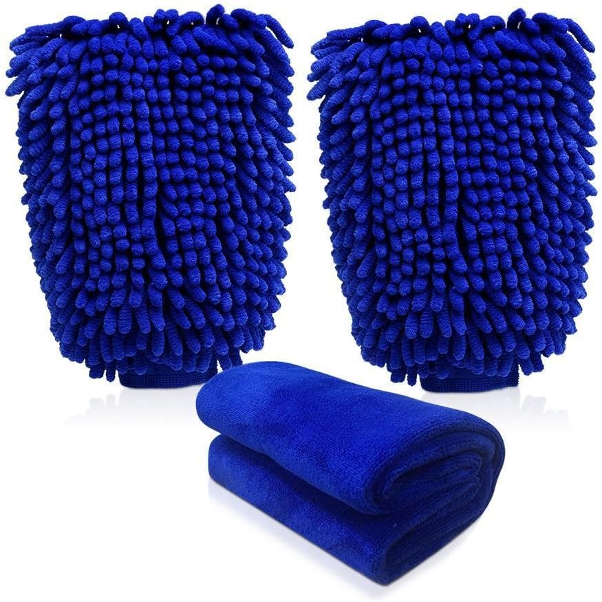 Car Wash Mitt, Double Sided Chenille Microfiber Wash Glove