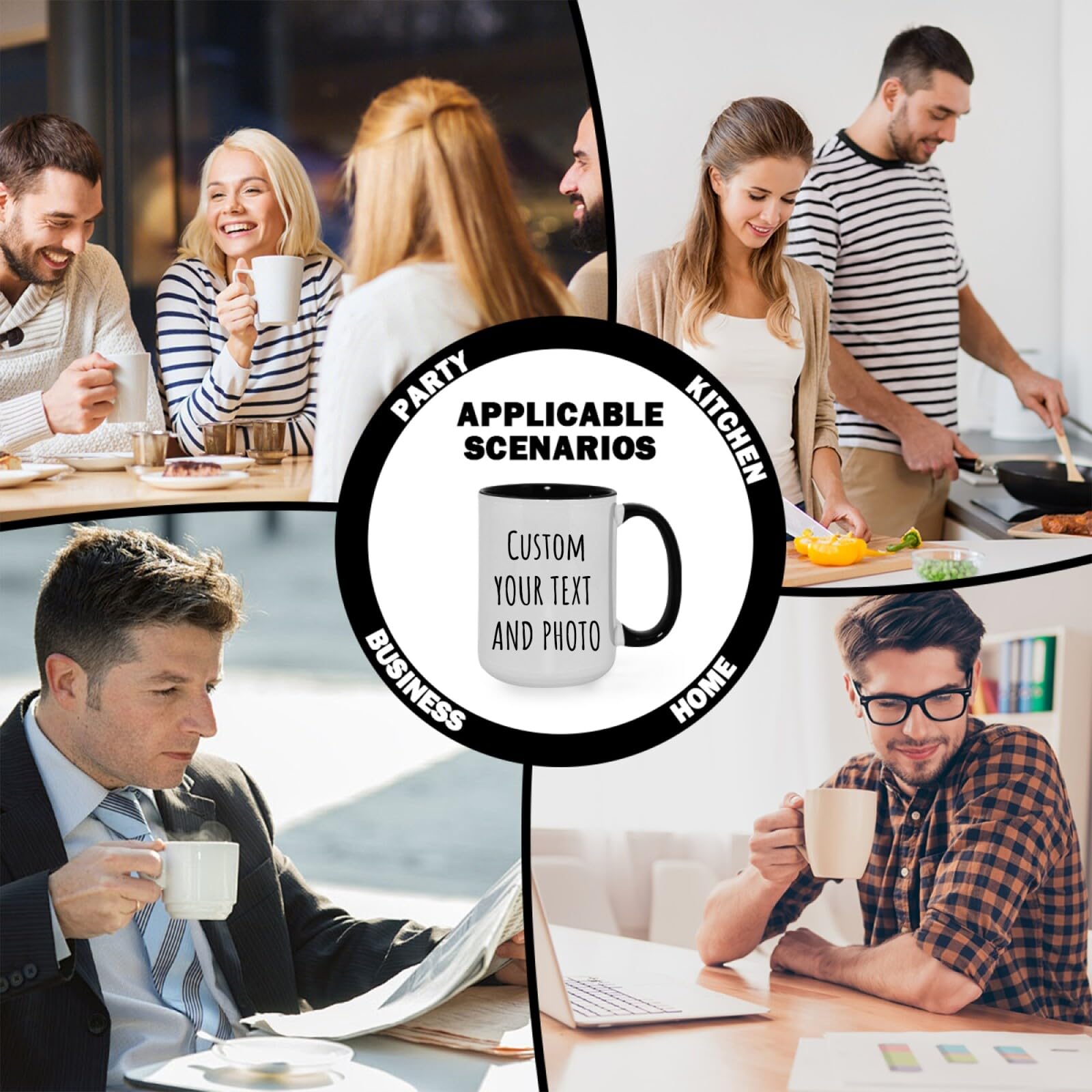 Polinxia Ship Next Day Custom Mug Design Your Own Photo Text Personalized Picture Gifts for Women Men Customized Gift Idea Personalized Coffee Mugs 11oz Black Handle