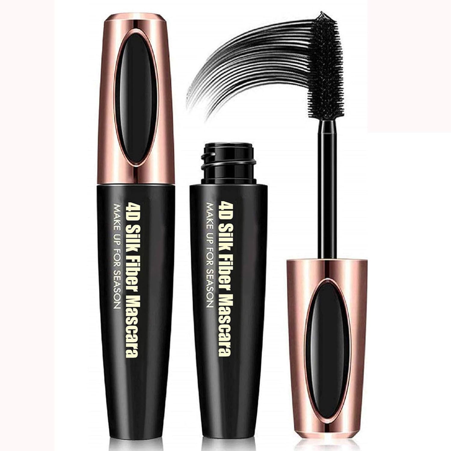 2Pcs Natural 4D Silk Fiber Mascara Long Lasting Waterproof & Smudge-Proof Eyelash All Day Exquisitely Charming Eye Eyelashes Makeup