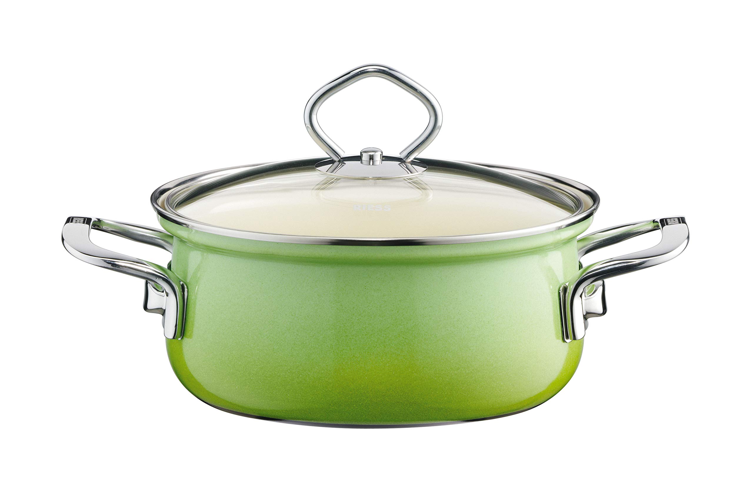 Riess, 0657-036, Casserole with Glass lid, Nouvelle, SMARAGD, Diameter 20 cm, Height 15.2 cm, Capacity 2 litres, Enamel, Induction