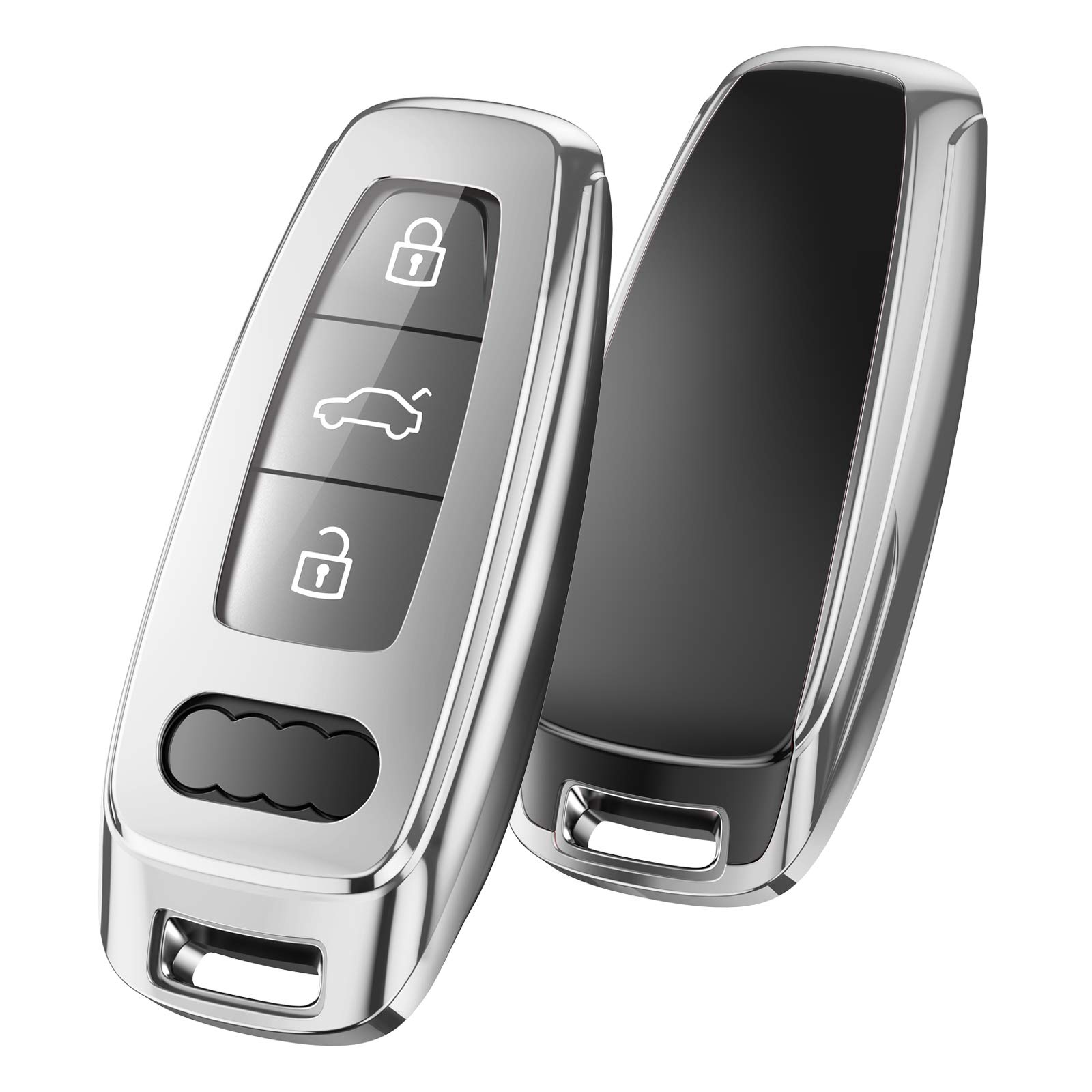OATSBASF Key Case Suitable for Audi, Car Key Case for A6L A6 A7 A8 Q7 Q8 E-Tron 2019 2020, Silicone TPU Protective Case