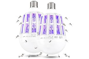 HYWEAN 2 Pack Bug Zapper Light Bulbs, 3 in 1 Mosquito Light Bulb, Flying Insect Trap UV LED Lamp for Patio and Indoor