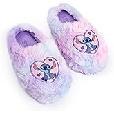 Disney Lilo & Stitch Girls Purple Heart Character Mule Slippers | Fluffy Indoor Slippers for Home