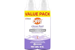 OFF! Clean Feel Insect Repellent Aerosol with 20% Picaridin - Long-Lasting DEET-Free Protection from Mosquitoes, Fragrance-Free Pest Control for Ticks & Flies, Camping, Bug Spray - 5 oz (Pack of 2)