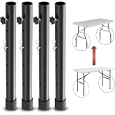 Herbert-fty Folding Table risers for Folding Tables Straight/Bent Leg | Dural Table Leg Extenders/Extensions Adjustable 4 Levels/Heights 3.6in | 6.77in | 10in | 13in-All for Treating Your Back pain