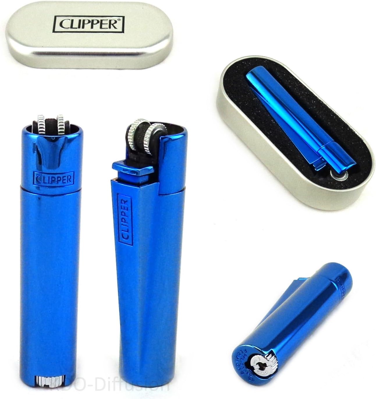Clipper - Mechero de metal, con caja, recargable, azul hielo (Blue Icy): Amazon.es: Hogar