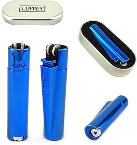 Clipper - Mechero de metal, con caja, recargable, azul hielo ...