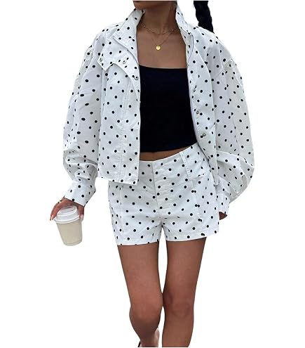 Amazon.com: GORGLITTER Women's Polka Dots Matching Set Long Sleeve