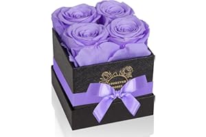 UFOREVER ROSES Preserved Roses in a Box Mothers Day Valentines Day Gifts for Her, Real Roses That Last a Year and More, Eternal Roses for Her, Christmas Day, Birthday Day(Small, Light Purple)