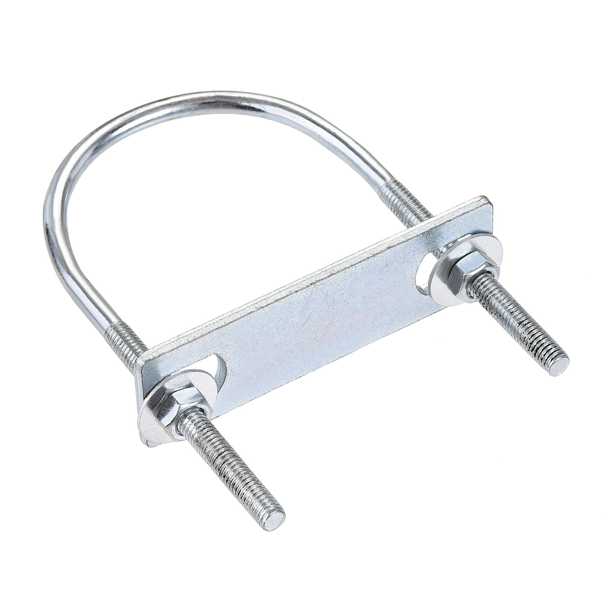 sourcing map Round U-Bolt 1 Set 2.36"(60mm) Inner Width 110mm Length Steel M6 with Nut, Plate, Washer