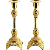 Alisveristime 2-Piece Candle Holder Set - Medium Size Decorative Zamac Candlesticks for Elegant Home Decor (Gold & Silver) (Gold)