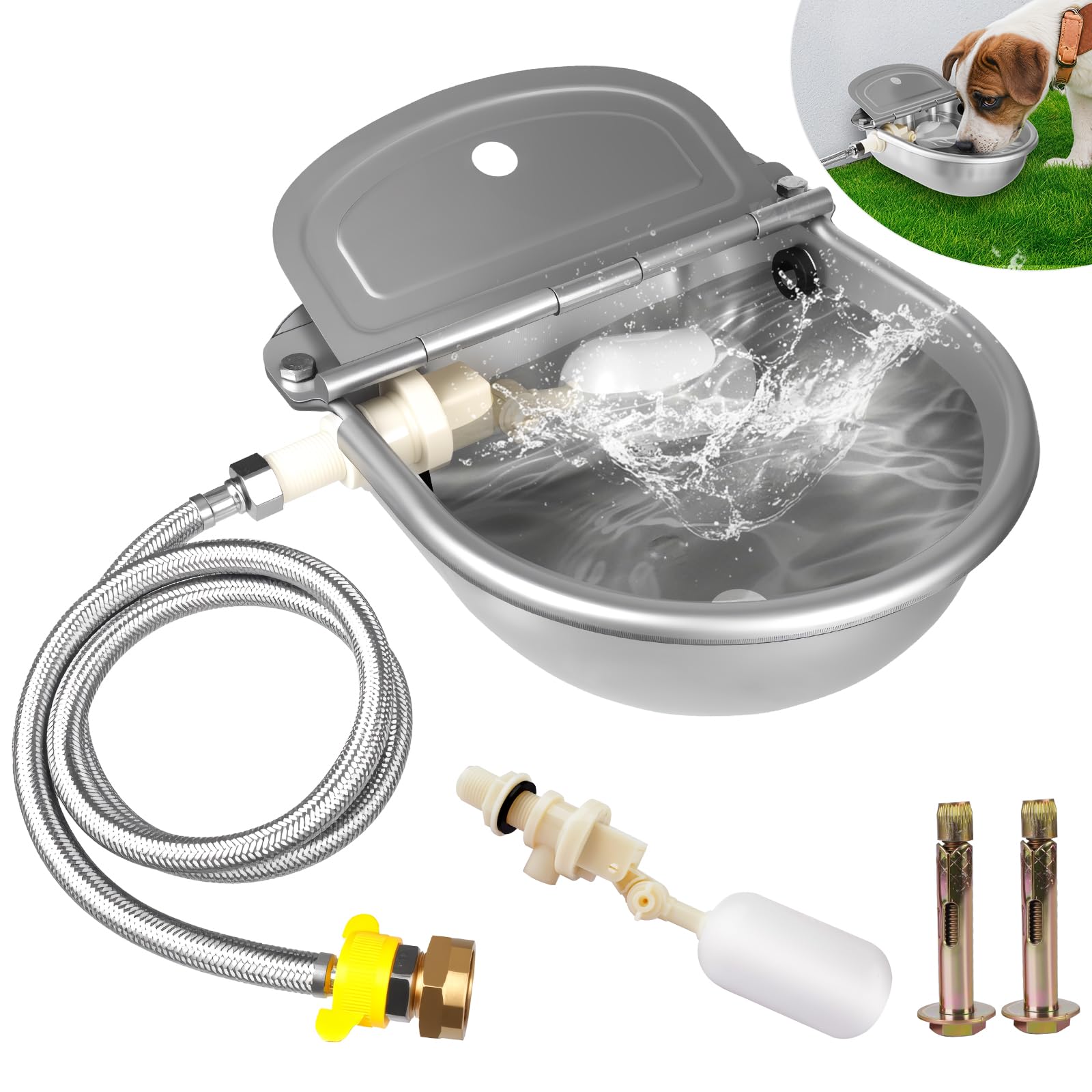 Photo 1 of Automatic Water Dispenser for Dogs, Auto Dog Waterer for Outdoor, Stainless Steel Water Bowl Dispenser for Livestock Waterer ,Chicken Water System, Dog Water Bowl Fit 3/4'' GHT Faucet