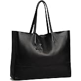ADORATTI Italian Leather Tote Bag for Women - Large Shoulder Shopper, Fits 16” Laptop, Keychain Holder, Made in Italy
