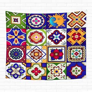 N/A Home Tapiz decorativo para pared, color azul Mexico Talavera de 16