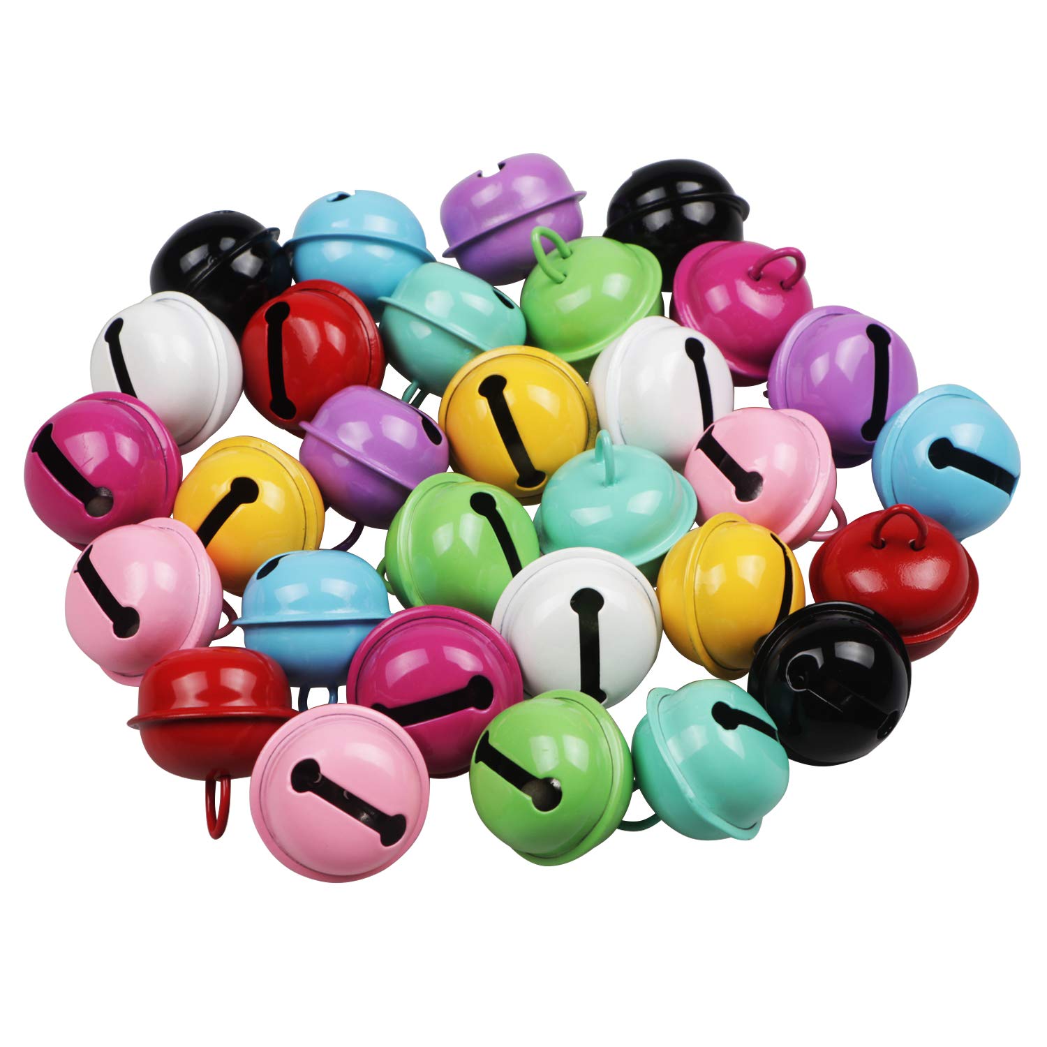 Yixuan 30pcs 22mm Multicolored Craft Bells for DIY, Decorations, Ornaments, Jewelry Making, Dog Doorbells