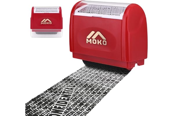 MoKo Identity Theft Protection Stamp Roller, Refillable Self Inking Wide Roller Security Stamp, Private & Confidential Stamp