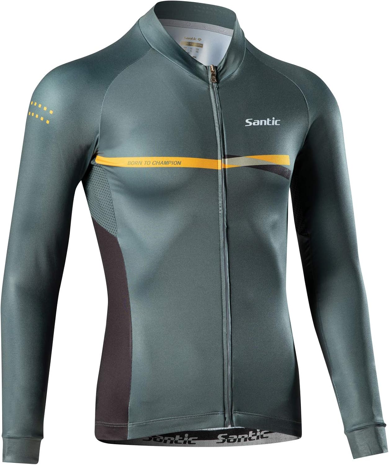 Santic Cycling Jersey Men's Long Sleeve Bike Reflective Full Zip Bicycle Shirts with Pockets : Clothing