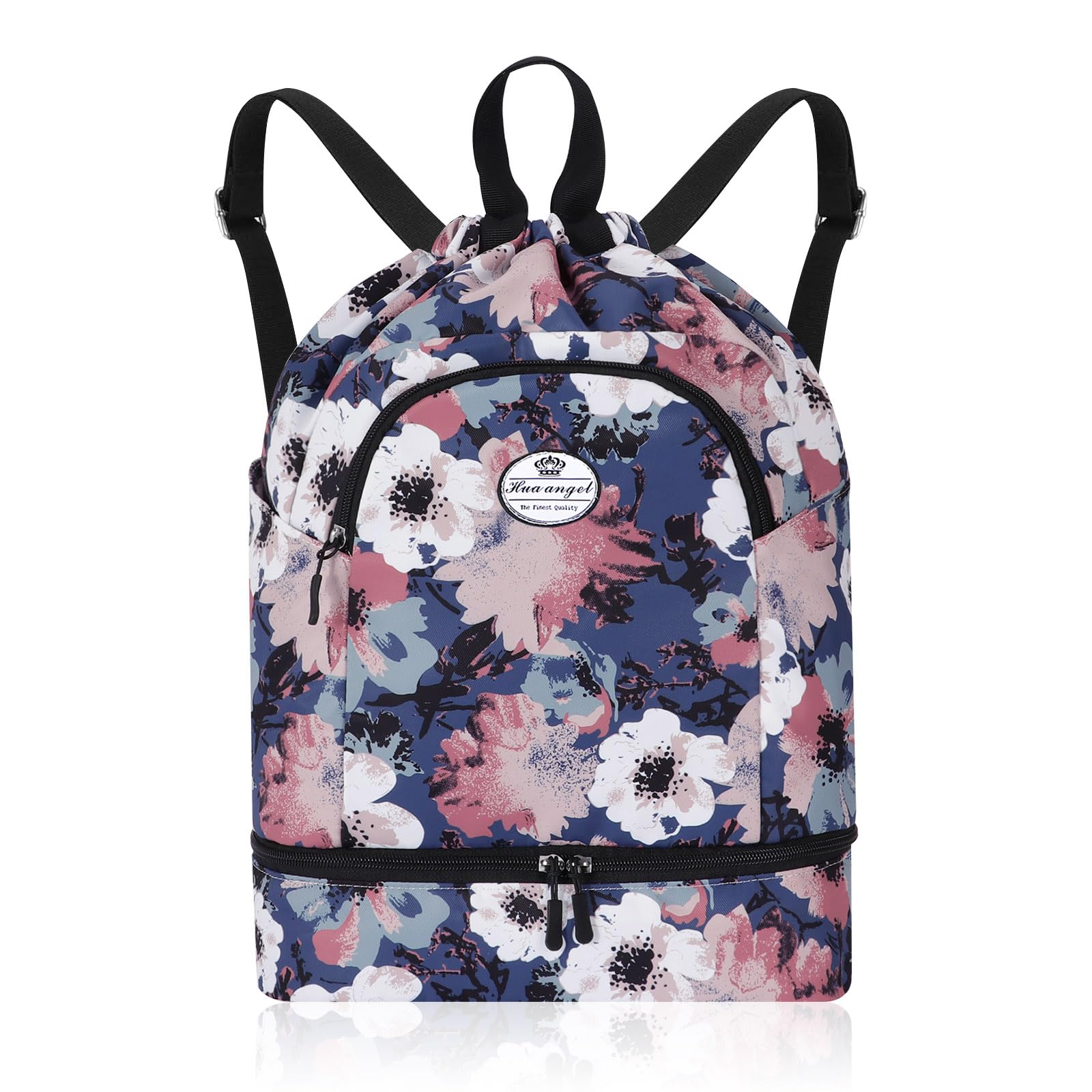 HUA ANGEL Unisex Drawstring Backpack Sports Gym Bag Drawstring Bag Weekend Daypack With Shoe Compartment for Women Men Basketball Football Outdoor Fitness Yoga Swimming Beach