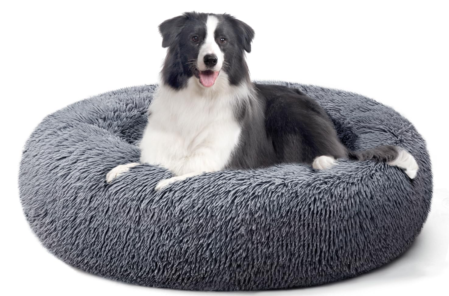 YOJOGEE Donut Calming Dog Bed for Medium Large Small Dogs Cats, Fluffy Anti Anxiety Dog Beds Washable Puppy Bed Plush Non-Slip Cuddler Warming Faux Fur Pet Bed