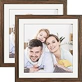 Picture Frames 10x10 2 Pack Made of Solid Wood Ebony Wood Grain for Wall Mounting and Tabletop Display