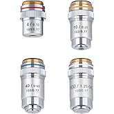 AmScope AX-4-V300 Four Achromatic Objective Lens Set, 4X-100X | 4X-100X Magnification Range, Set of Four Achromatic Objective Lenses