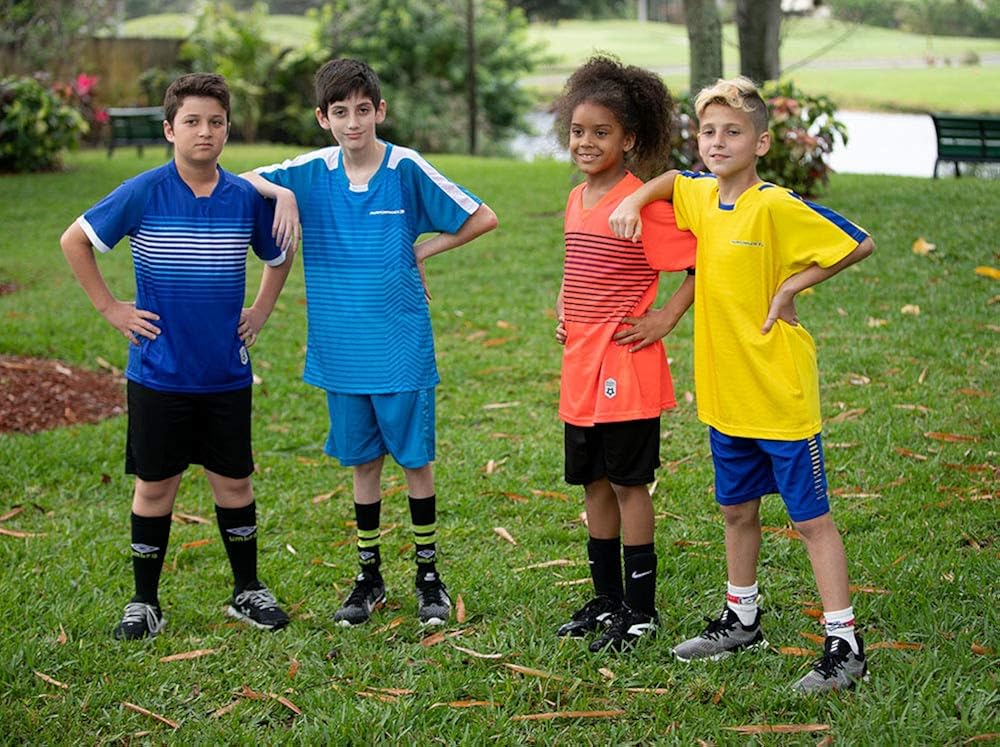 PAIRFORMANCE Boys' Soccer Jerseys Sports Team Training Uniform Age 4-12 Boys-Girls Youth Shirts and Shorts Set Indoor Soccer.: Clothing