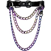 EverGlimp Handmade Black Vegan Leather Choker Collar For Women, Adjustable Triple-Layer Slip Chain Necklace