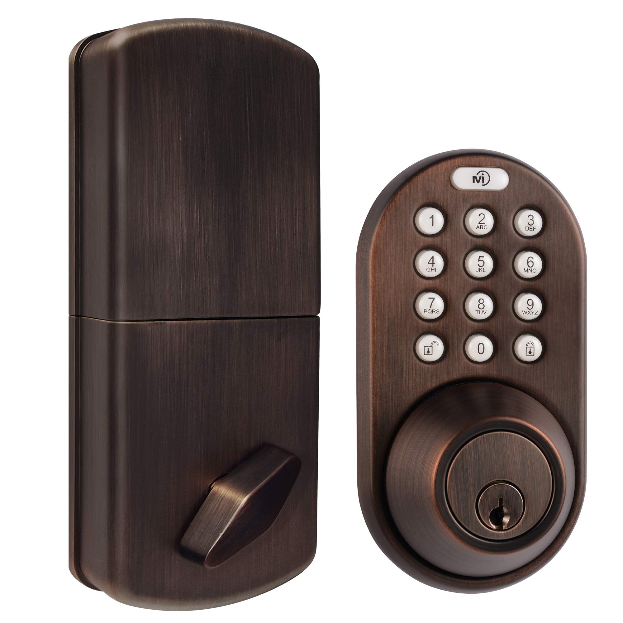 MiLocks TF-02OB Digital Deadbolt Lock with Electronic Keypad for Exterior Doors, Oil-Rubbed Bronze