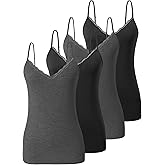 Vislivin Plain Camisole for Women Lace Tank Tops V Neck Adjustable Cami Sexy Undershirts 4 Pack