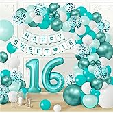 Sweet 16 Party Decorations Teal Sweet 16 Balloon Arch Kit, 16th Birthday Decorations for Girls, Sweet Sixteen Party Decorations
