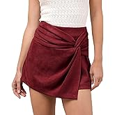 Skrtimory Faux Suede Mini Skirt Fall Winter Bodycon Short Suede Mini Skort for Women