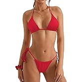 SUUKSESS Women String Bikini Set Tie Side Thong Sexy Halter Swimsuits 2 Pieces