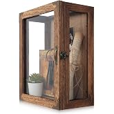 Shadow Box Display Case 11x14 Deep with Glass on 4 Sides, 6.2in Depth Wall Mounted Memory Box for Keepsakes, Wooden Display C