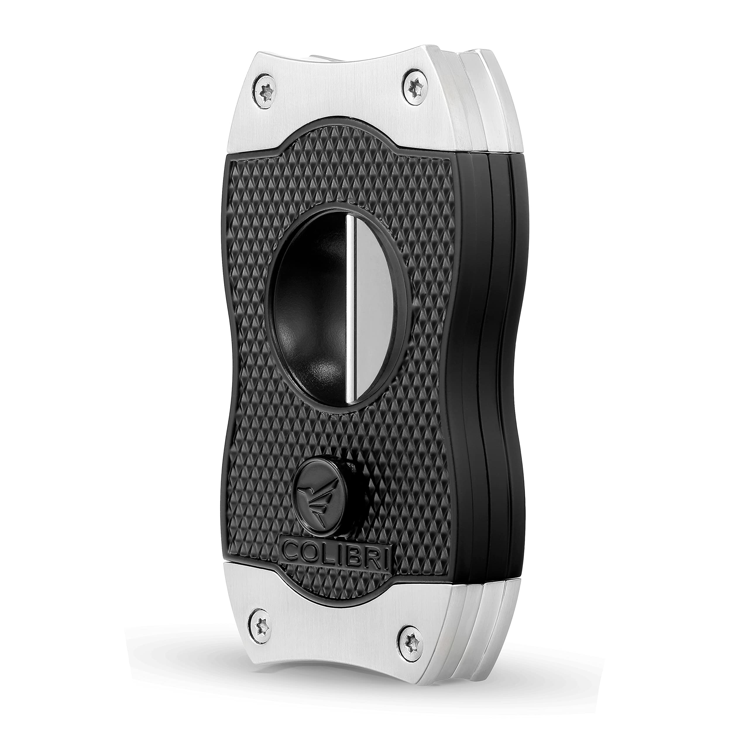 Colibri V-Cut Cigar Cutter — Diamond Cut Pattern — Deep 7mm V-Cut — Suitable for Up-to 60+ Ring Gauge Cigars — Spring Loaded Release — Ergonomic Design — Gift Box