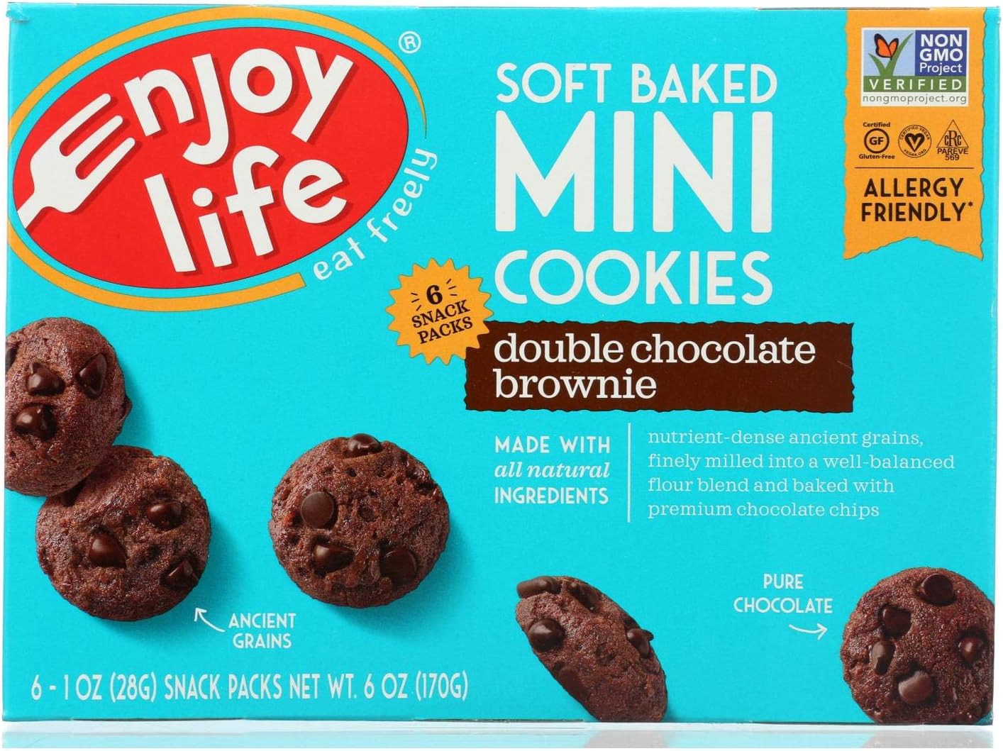 Amazon Com Enjoy Life Soft Baked Minis Double Chocolate Brownie Case Of 6 6 Oz Health Personal Care