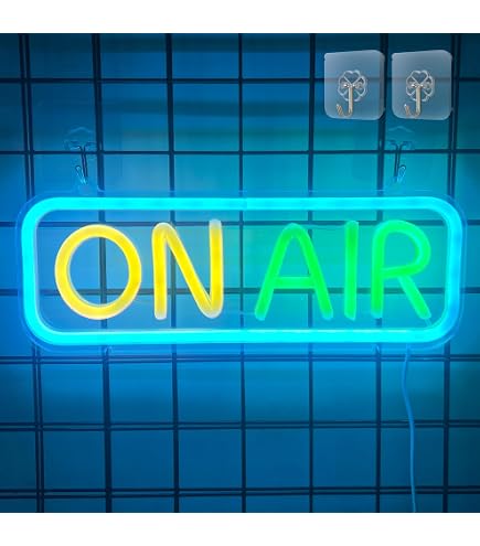 LED Acrylic 'On Air' Neon Light Sign – Dimmable, USB Powered, 15.7x5.5 Inch, With Hanging Chain For Studio, Office, Shop, Restaurant, Garage