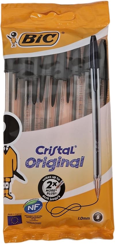 BIC Cristal Original Ballpoint Pens Black 1.0 mm Pack of 8