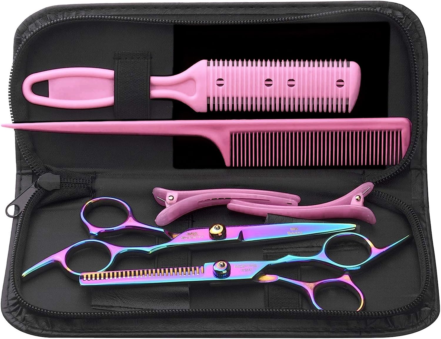 8PCS Hair Cutting Scissors Kits, Professional Hairdressing Kit, Stainless Steel Haircut Scissor, Professional Thinning Scissors Pet Grooming Scissor for Salon Barbers, Men, Women, Kids, Adults