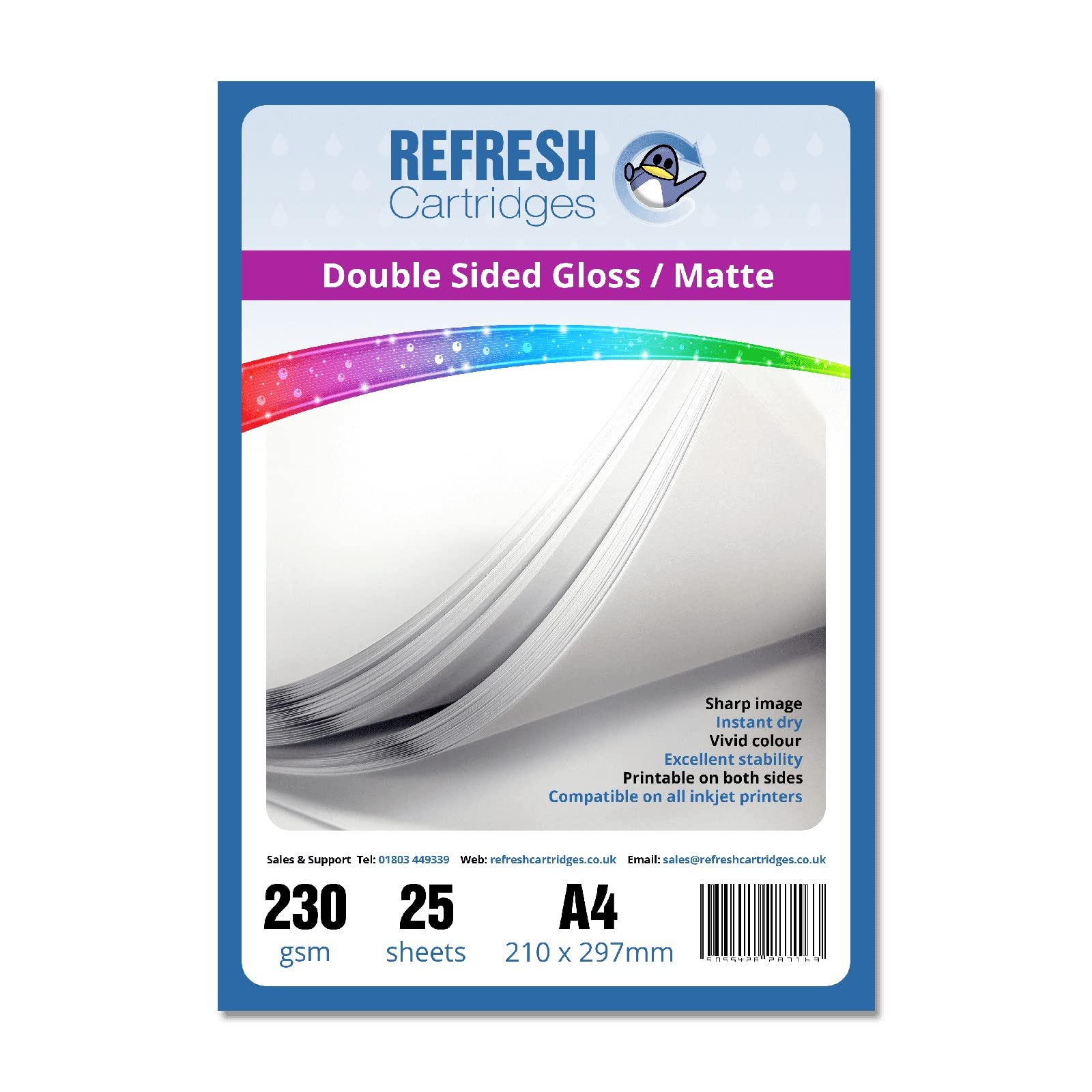 Refresh Cartridges Glossy/Matte Double Sided A4 Professional Inkjet Photo Paper 230gsm - 25 Sheets