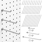 36 Pack Pegboard Hooks Heavy Duty 2"/4"/6" Silver for 1/4" Pegboard Hanging | Stainless Steel Pegboard Hooks with Screws &amp; Washers, 2"/4"/6" Sizes for Garage Workshop Tool Storage