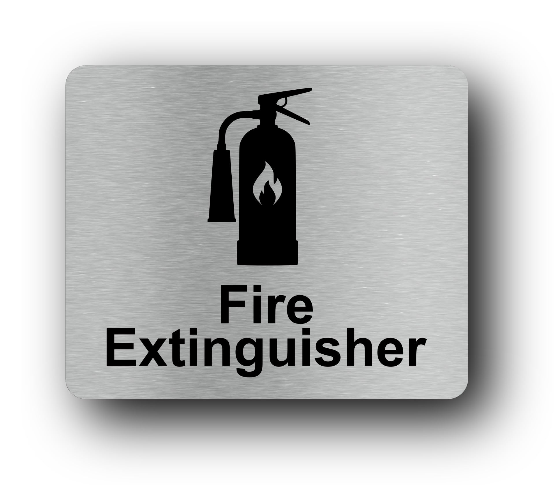 Metallic Silver Fire Extinguisher Sign with High Strength Self-Adhesive Backing, UV Printed for Long Term Use, 120mm x 90mm, Composite Material, Ideal for Business Premises