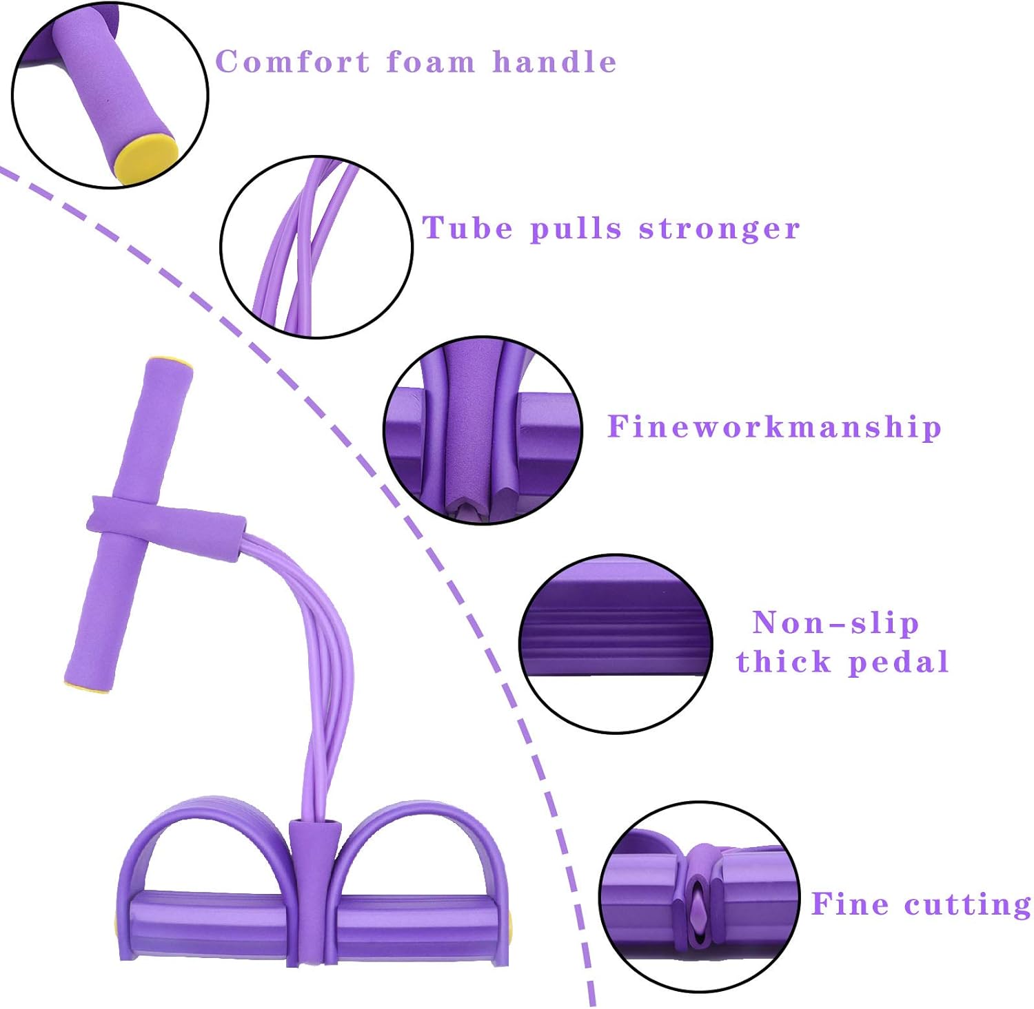 Pedal Resistance Band 4 Tubes Sit-up Puller Equipment Bodybuilding Latex Tension Rope for Abdomen Waist Arm Stretching Slimming Training: Sports & Outdoors