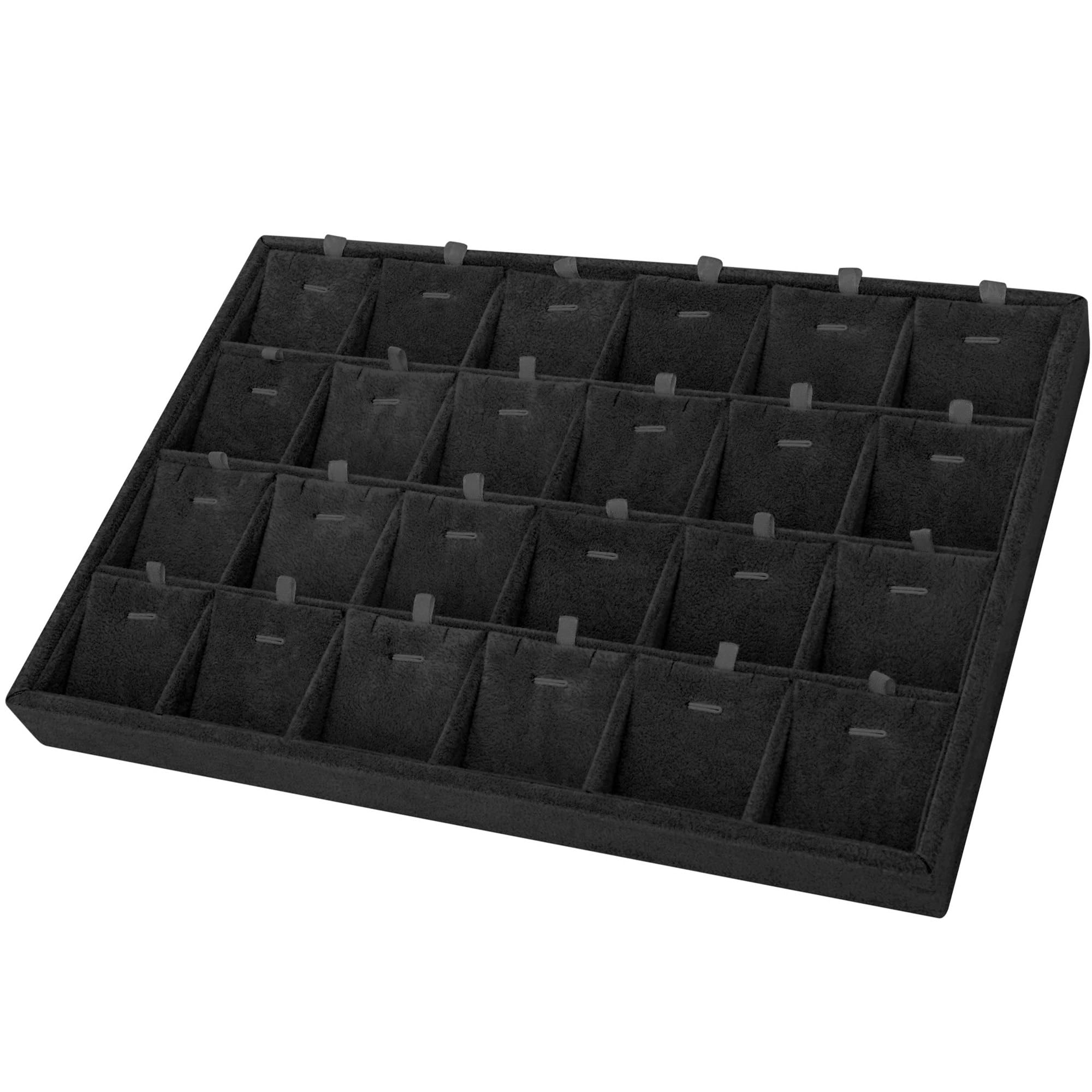 Photo 1 of Mornajina 24 Grids Stackable Jewelry Tray Organizer with Removable Dividers, Velvet Jewelry Display Tray for Earrings Necklaces Bracelet Rings Display Showcase - Black